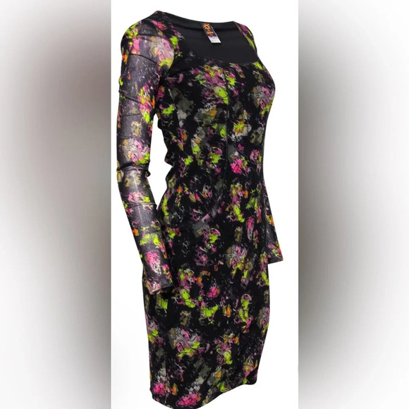 Vintage Jean Paul Gaultier Soleil Mesh Midi Dress, Black Floral, Size Med, NWT - Picture 7 of 7